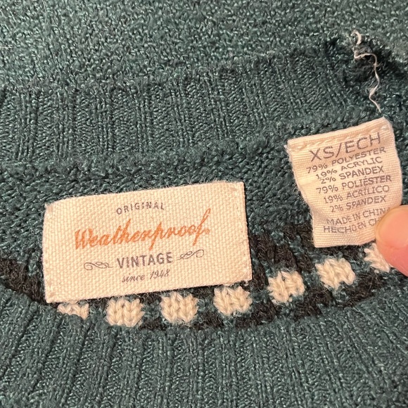 WEATHERPROOF Green Fair Isle Sweater Size XS - Picture 2 of 7